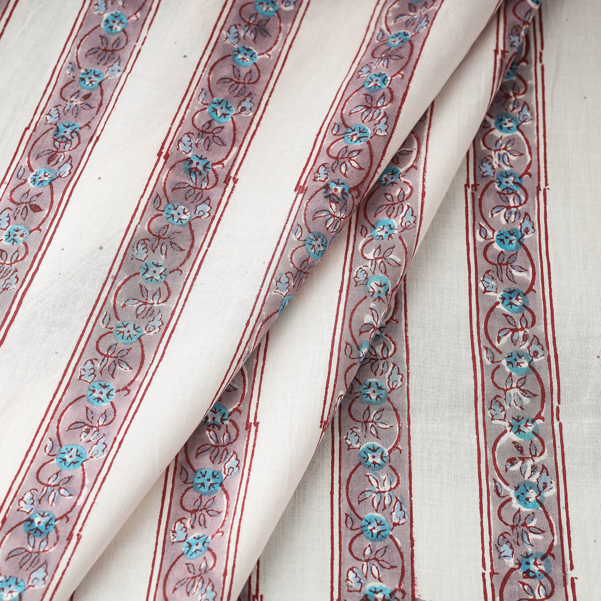 Buy Sanganeri Block Print Fabric - Floral Rajasthani