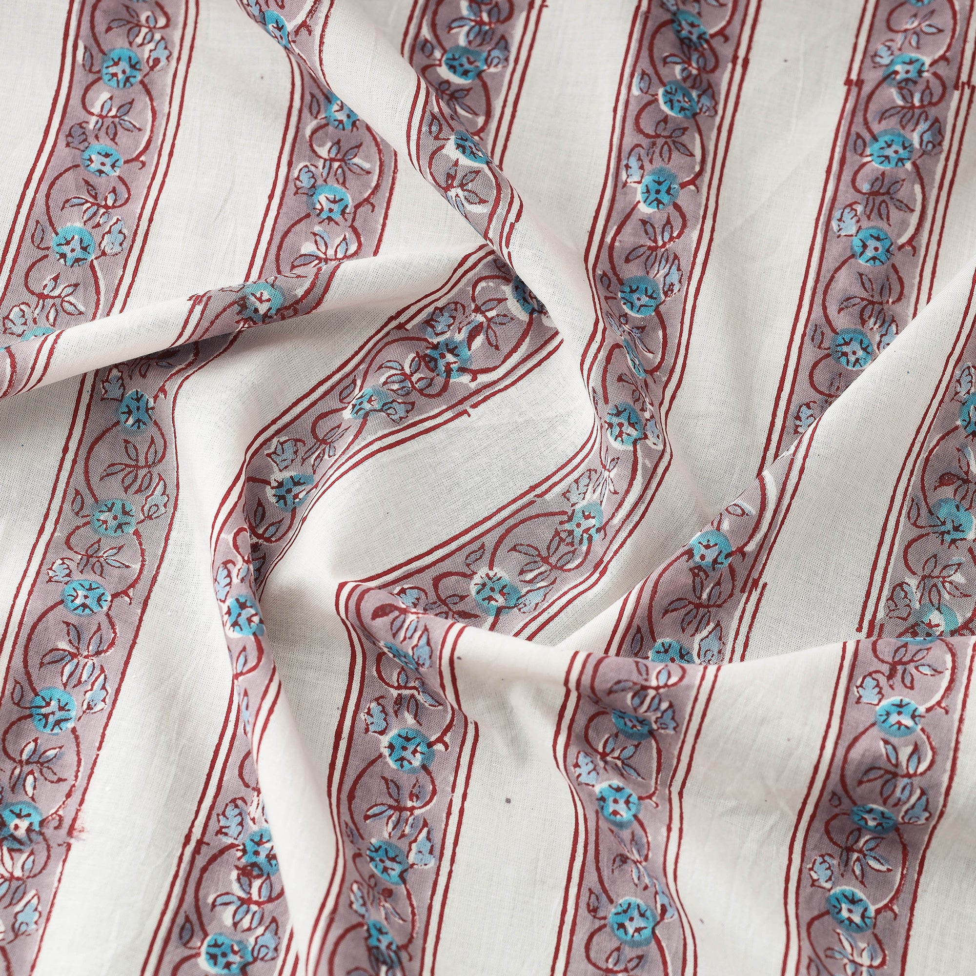 Buy Sanganeri Block Print Fabric - Floral Rajasthani