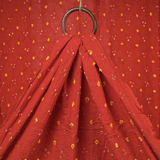 Orange - Tangelo Kutch Bandhani Tie-Dye Mul Cotton Fabric
