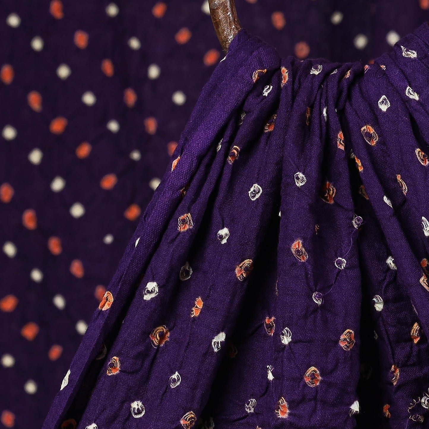 Russian Violet Kutch Bandhani Tie-Dye Mul Cotton Fabric