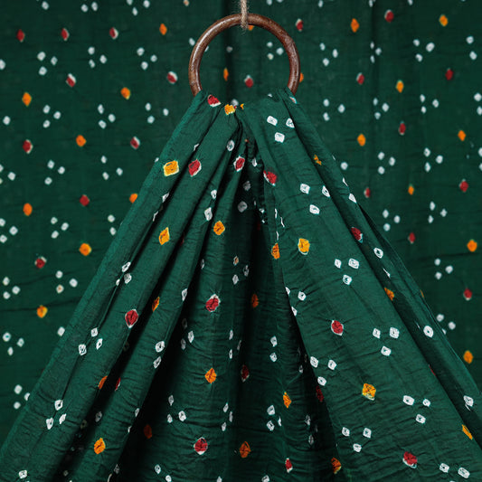 Sacramento Green Kutch Bandhani Tie-Dye Mul Cotton Fabric