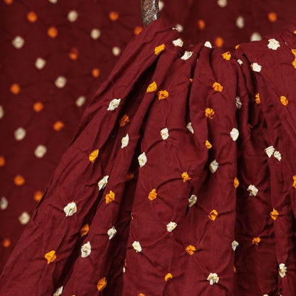 Blood Maroon Kutch Bandhani Tie-Dye Mul Cotton Fabric