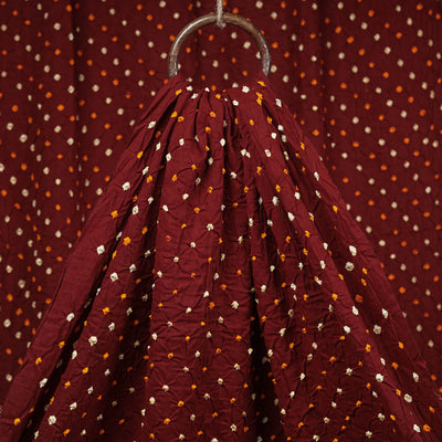 Blood Maroon Kutch Bandhani Tie-Dye Mul Cotton Fabric