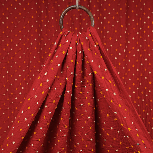 Red - Dark Orange - Kutch Bandhani Tie-Dye Mul Cotton Fabric