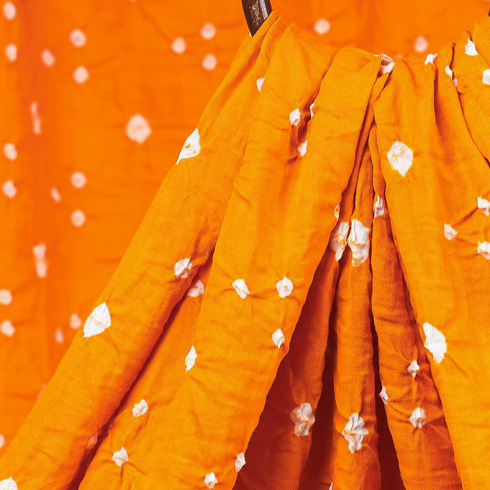 Orange - Kutch Bandhani Tie-Dye Mul Cotton Fabric