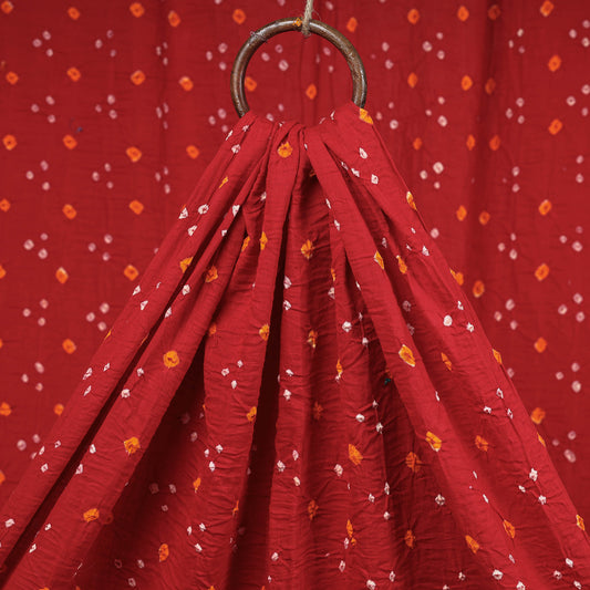 Royal Red Kutch Bandhani Tie-Dye Mul Cotton Fabric