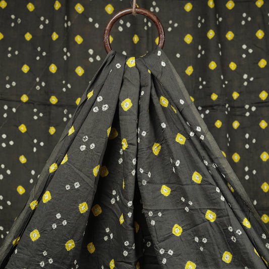 Dark Grey Kutch Bandhani Tie-Dye Mul Cotton Fabric