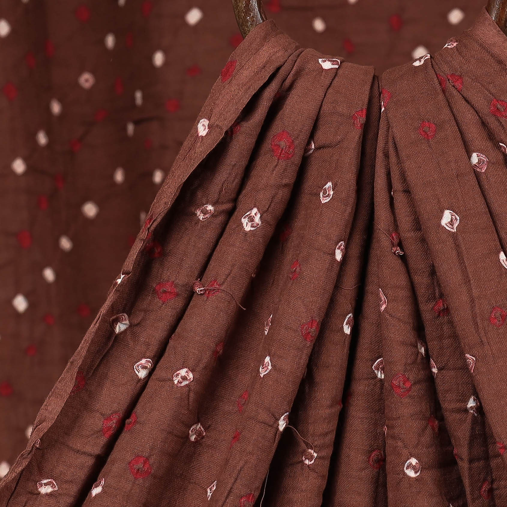  Penny Brown Kutch Bandhani Tie-Dye Mul Cotton Fabric Online at iTokri.com