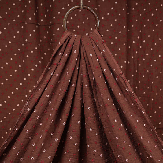 Penny Brown Kutch Bandhani Tie-Dye Mul Cotton Fabric