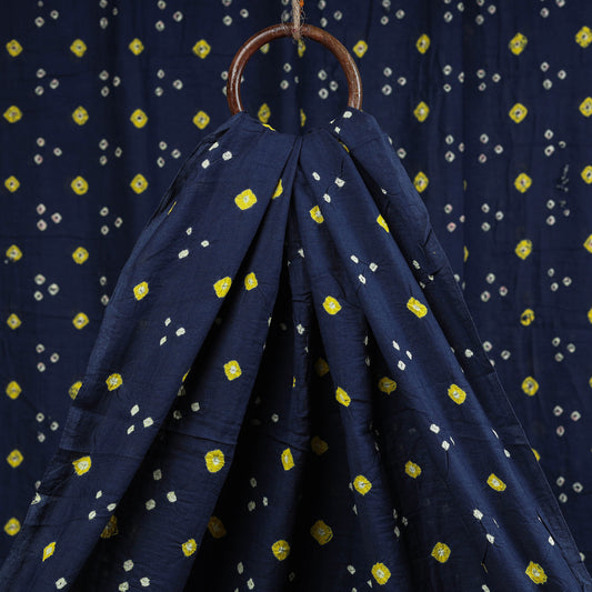 Midnight Blue And Yellow  Kutch Bandhani Tie-Dye Mul Cotton Fabric