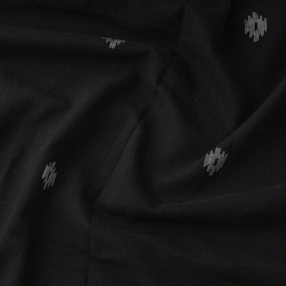 Black - Phulia Jamdani Wheel Buti Handloom Pure Cotton Fabric