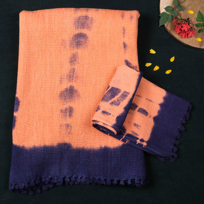Pure Handloom Tie-Dye Cotton Towel & Napkin Set