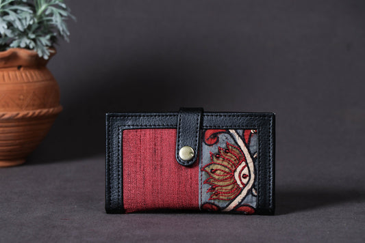 Card Holder Wallet - Handpainted Kalamkari Natural Dyed Ghicha Silk