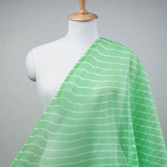 Green - Leheriya Tie-Dye Kota Doria Cotton Fabric