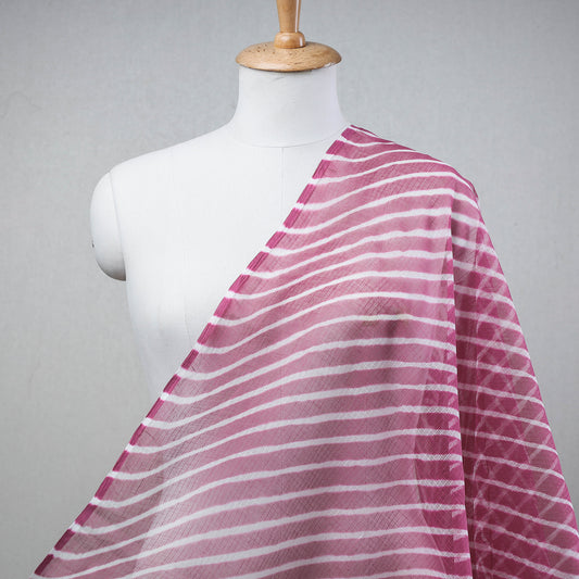 Pink - Leheriya Tie-Dye Kota Doria Cotton Fabric