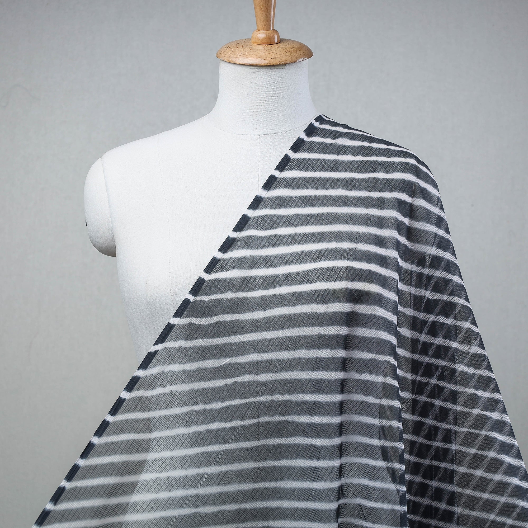 Black - Leheriya Tie-Dye Kota Doria Cotton Fabric 23