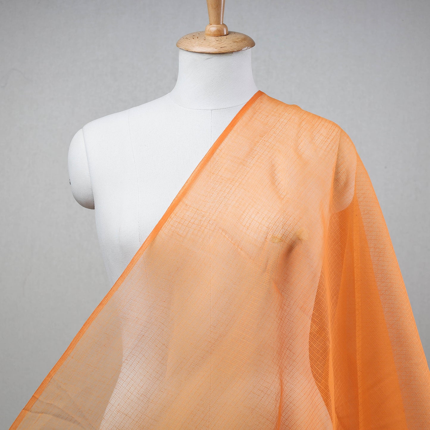 Orange - Kota Doria Weaving Plain Cotton Fabric
