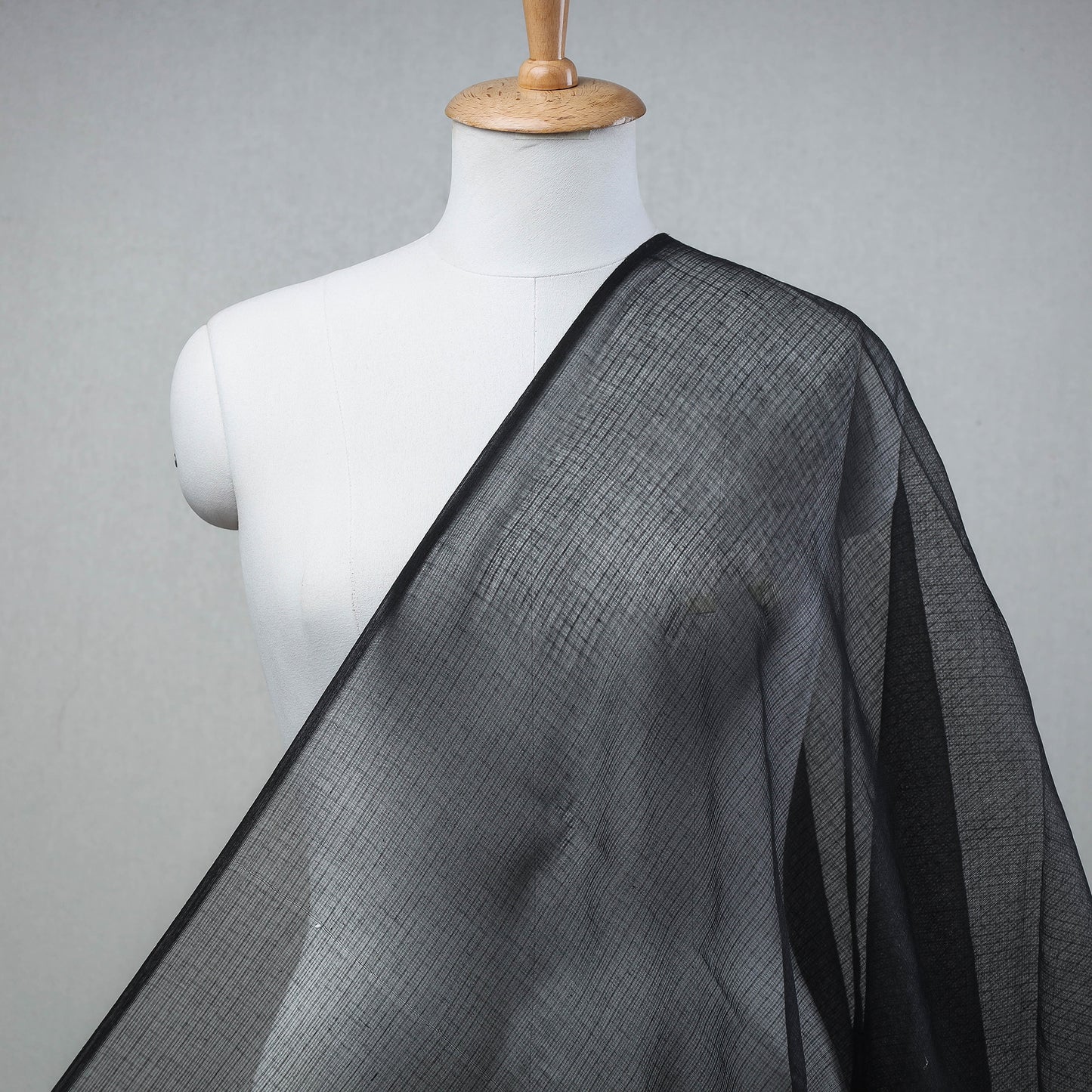 Black - Kota Doria Weaving Plain Cotton Fabric 13
