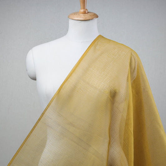 Yellow - Kota Doria Weaving Plain Cotton Fabric 08