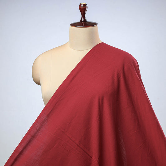 Maroon - Bodoweaves Plain Cotton Handloom Fabric