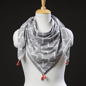 Grey Maniabandha Ikat Handloom Cotton Scarf 