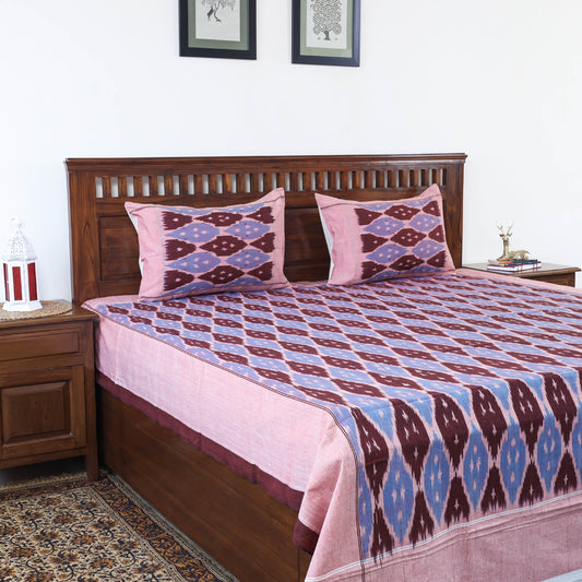 Multicolor - Pochampally Ikat Weave Cotton Double Bedcover with Pillow Covers (105 x 90 in)