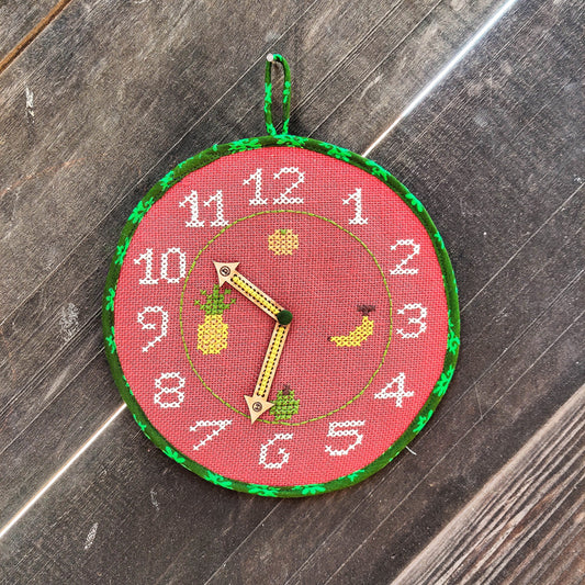 Tribal Hand Embroidered Jute Kids Learning Clock