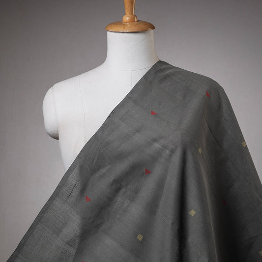 Grey - Godavari Jamdani Geometric Buti Pure Handloom Cotton Fabric
