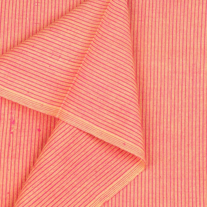 Peach - Dastkar Andhra Pre-Shrunk Handloom Stripe Cotton Fabric