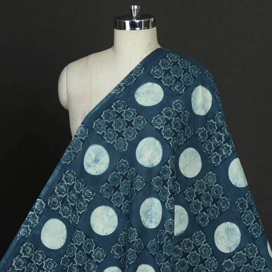 Blue Circles Sufiyan Khatri Special Ajrakh Block Print Natural Dyed Cotton Fabric