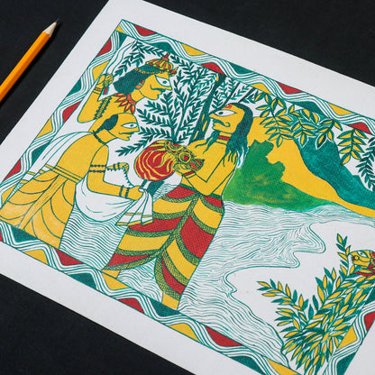 Traditional Manjusha Handpainted Painting (9 x 12.5 in)