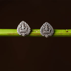  Antique Silver Finish Oxidised Brass Base Stud Earrings 