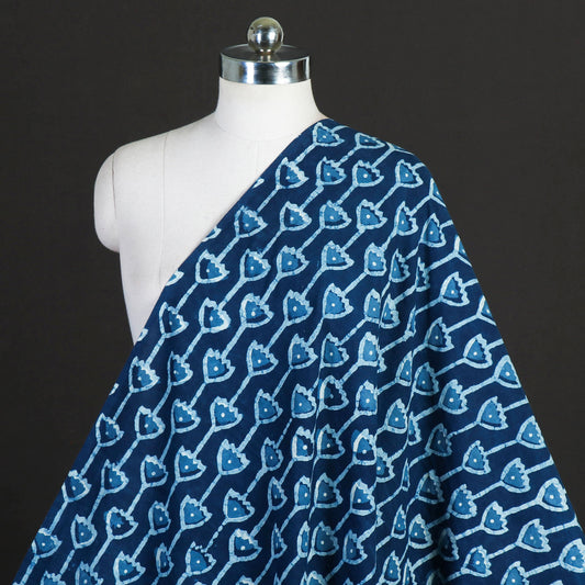 Blue - Indigo Hand Block Prints Pure Cotton Fabric