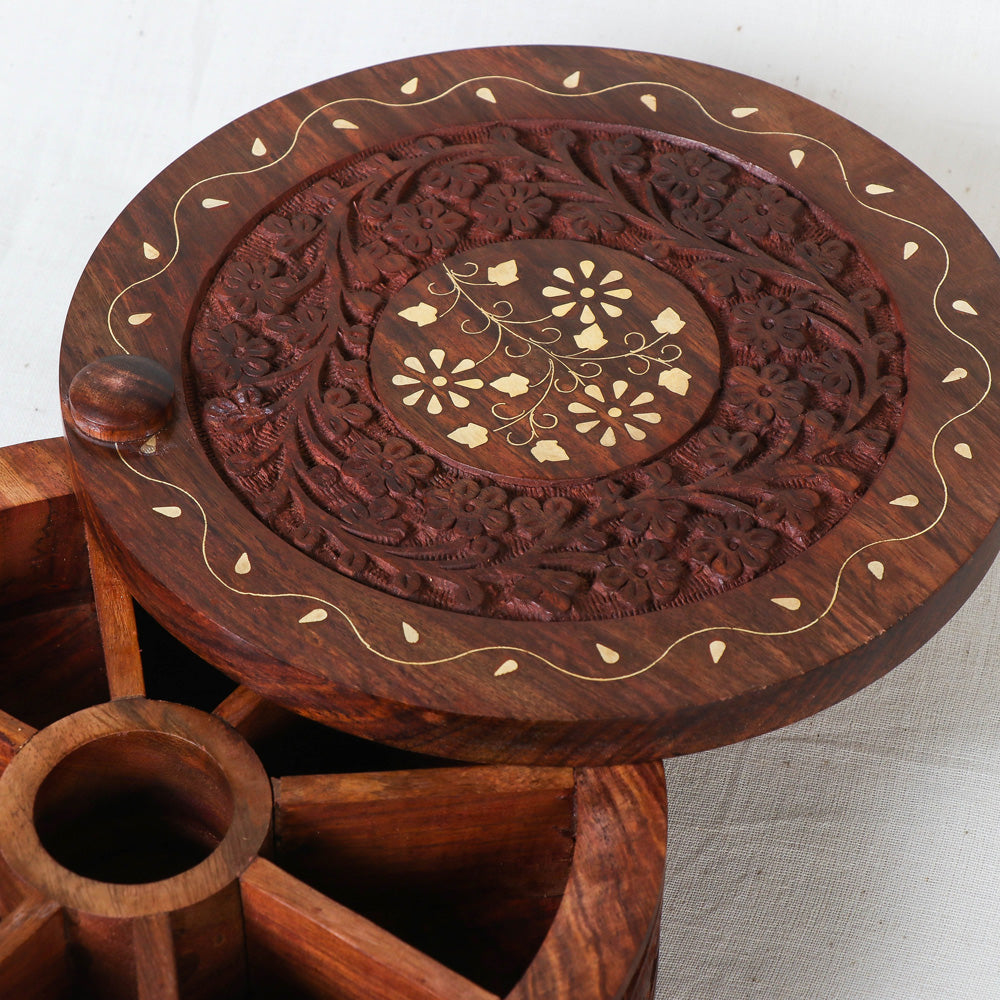 Sheesham Wooden Masala Box