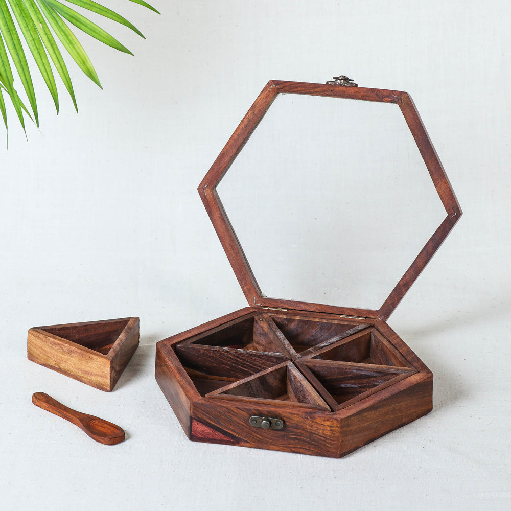 Sheesham Wooden Masala Box