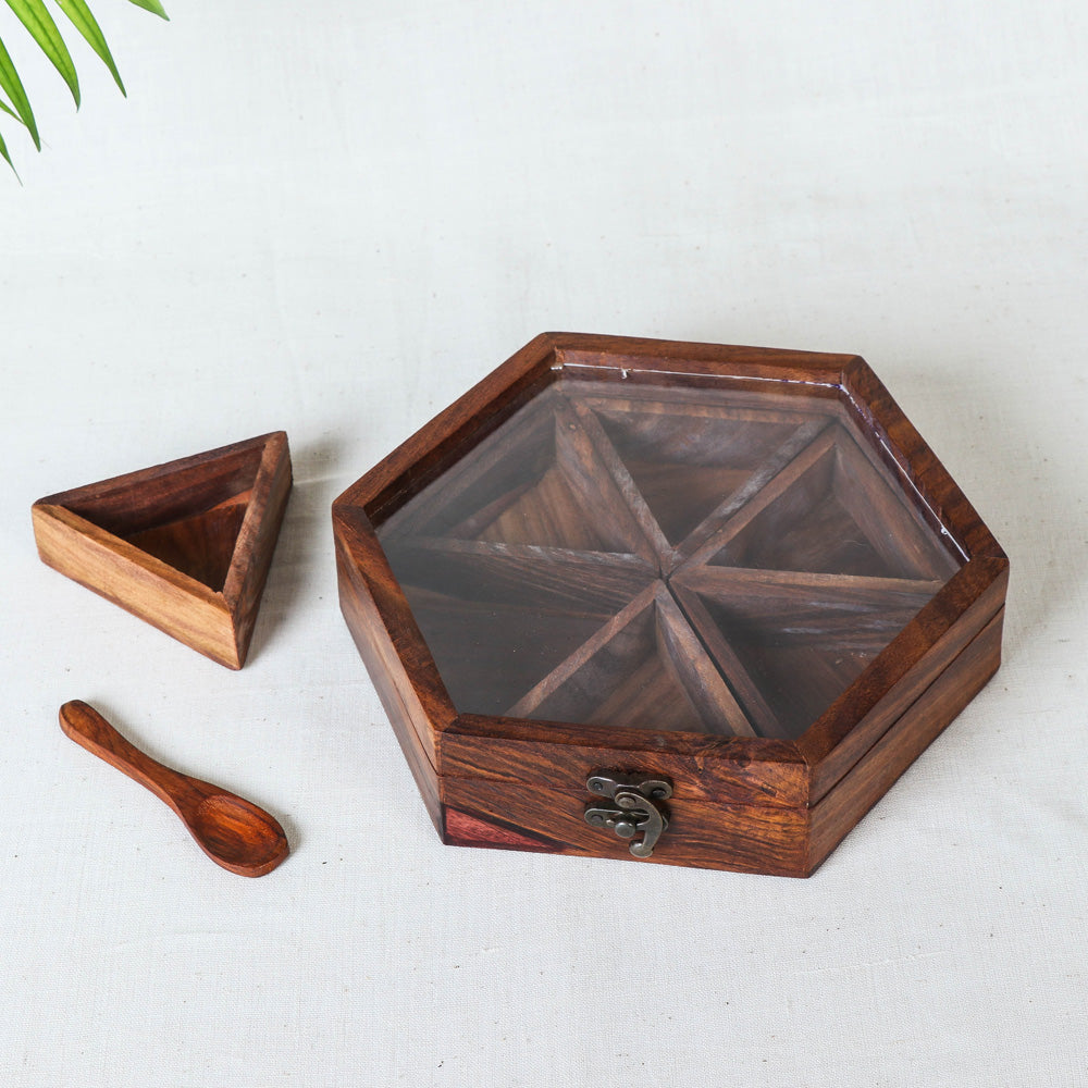 Sheesham Wooden Masala Box