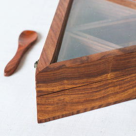  Brown Spice Box - Handcrafted with Sheesham Wood 