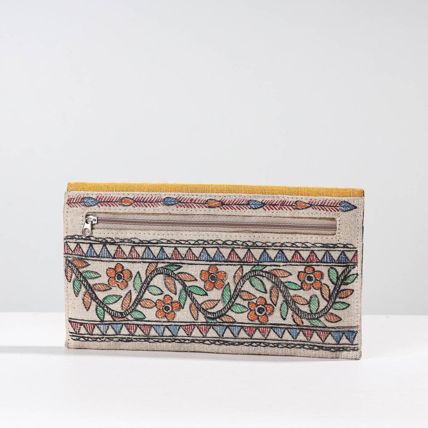 Madhubani Handpainted Jute Cotton Clutch