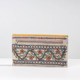 Yellow Madhubani Handpainted Jute Cotton Clutch