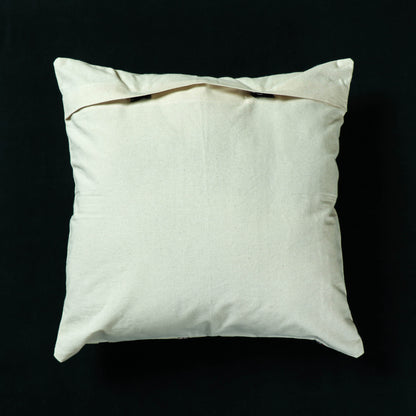 White - Pipli Applique Work Cotton Cushion Cover (16 x 16 in)