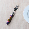 Purple Handmade Kutch Lacquered Wooden Handle Steel Fork