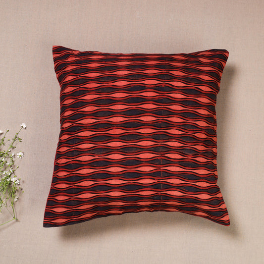 Red - Ajrakh Print Cotton Cushion Cover (16 x 16 in)
