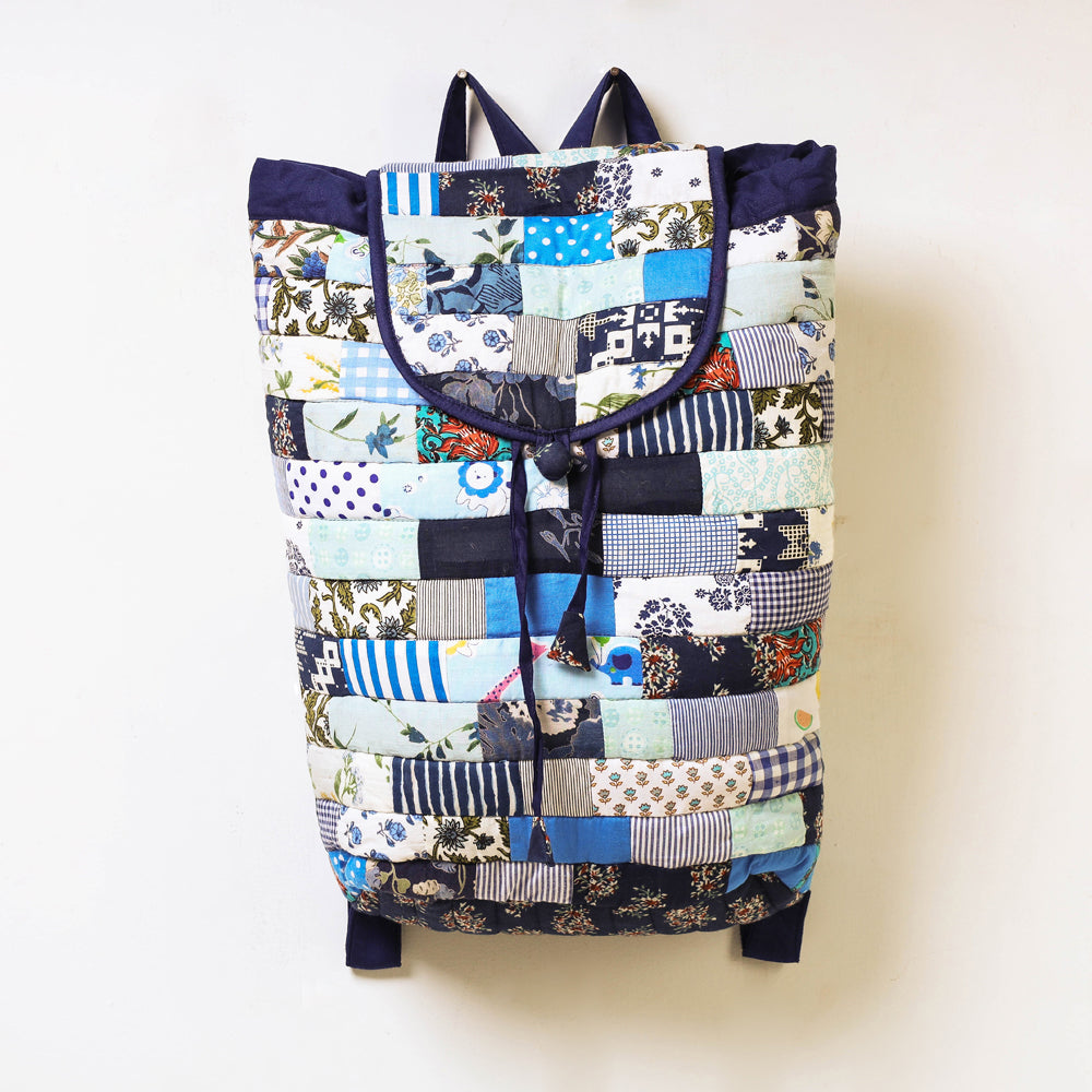 Patchwork Quilted Cotton Backpack Pithu Bag