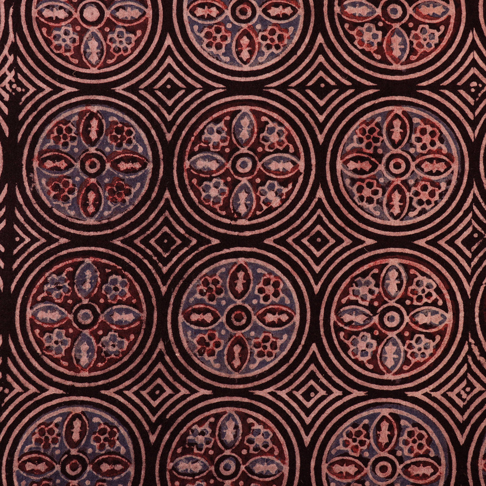 Brown - Ajrakh Hand Block Printed Natural Dyed Cotton Fabric