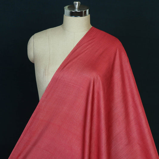 Red - Vidarbha Tussar Silk Cotton Handloom Fabric