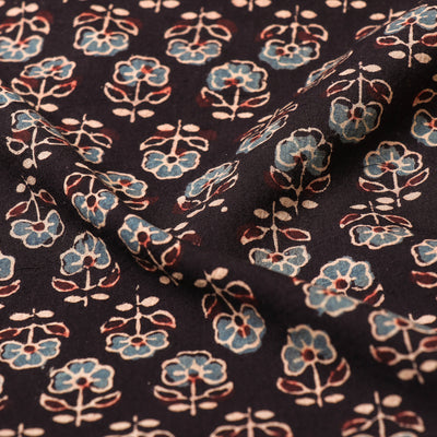 Black - Ajrakh Hand Block Printed Cotton Fabric 15