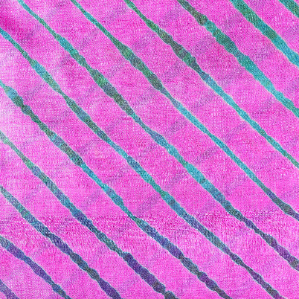Pink - Original Leheria Tie-Dye Pure Tussar Silk Fabric by Badshah Miyan