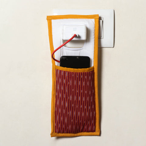 Yellow Handmade Cotton Fabric Mobile Charging Holder 