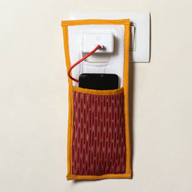 Yellow Handmade Cotton Fabric Mobile Charging Holder 