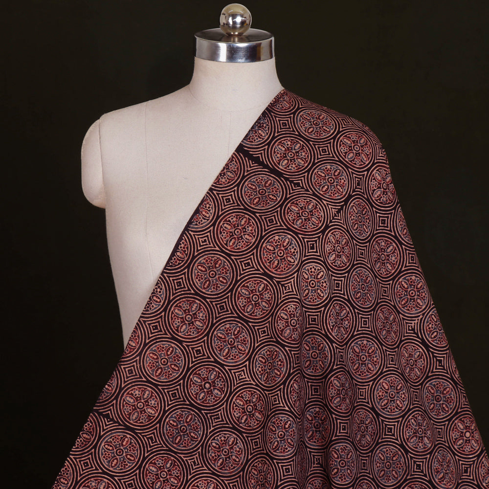 Brown - Ajrakh Hand Block Printed Natural Dyed Cotton Fabric